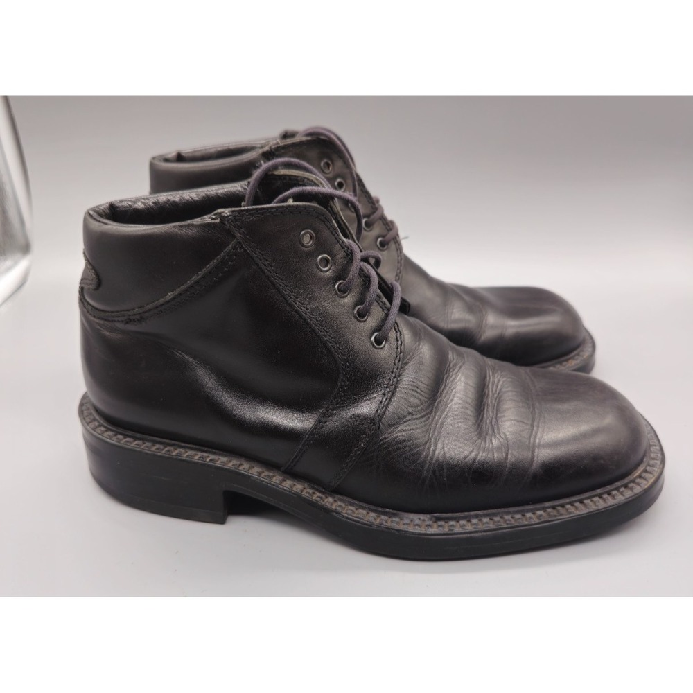 Leombruni Men's Ankle Boots Leather Lace Up Square Toe‎ Size 7.5 ( 41 ) Italy